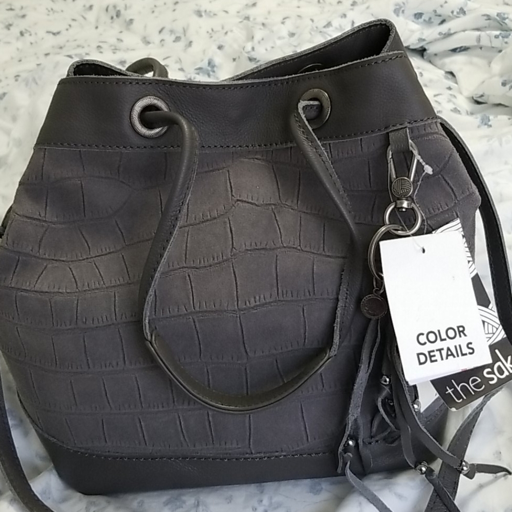 Suede grey handbag